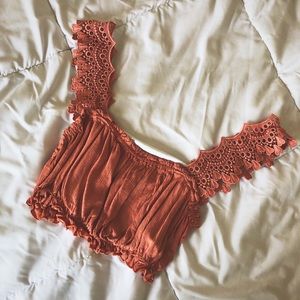 Off The Shoulder Lace Crop Top